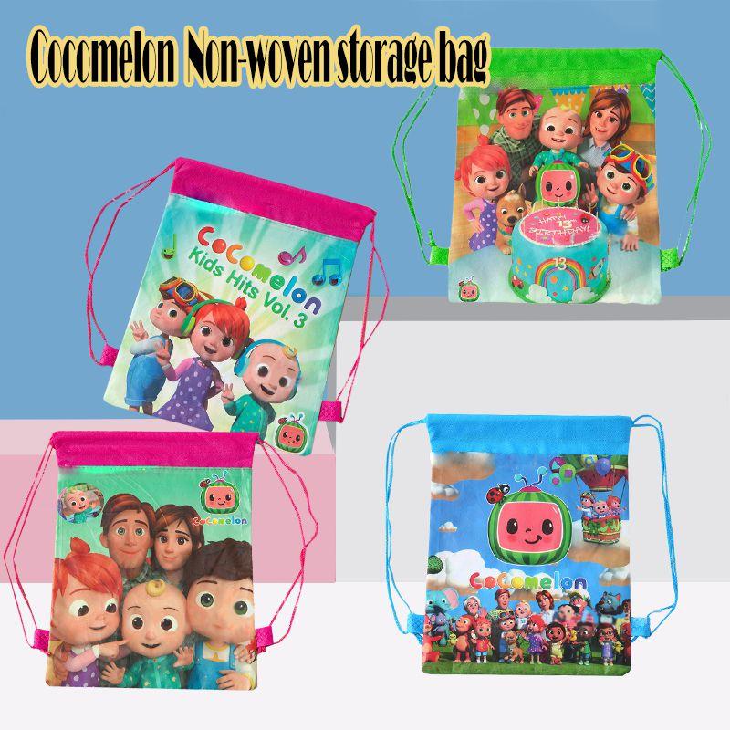 Cocomelon Drawstring Bag Backpack For Kids Featuring Stain-resistant Non-woven Fabric