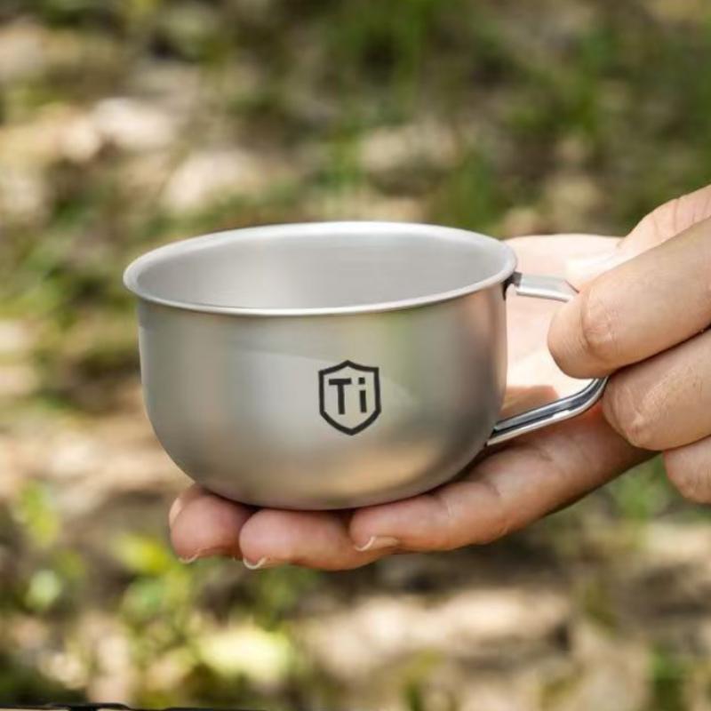 MINI Camping-Wasserbecher Titanlegierung Tragbarer Tee-Kaffeebecher Outdoor-Küchenausrüstung Bergsteigerbecher 80/220ml