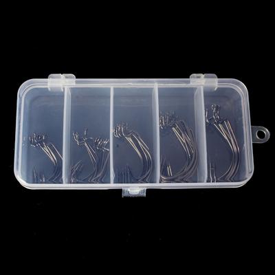 50pcs Fishing Hooks Offset Worm Hooks High Carbon Steel Fish Hooks with Plastic Box