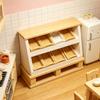 Mini Bakery Counter Cabinet Accessory, ABS Display Model with Two Slanted Shelf Detail for Pretend Play Tabletop Setup and Display Use