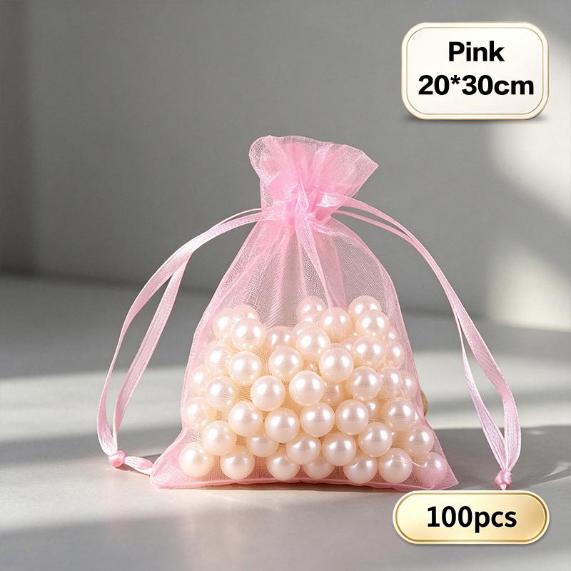 100 stk Bryllup Julegaveposer Organza Gavepose Snoreposer Til Slik Smykker Pose Pakning