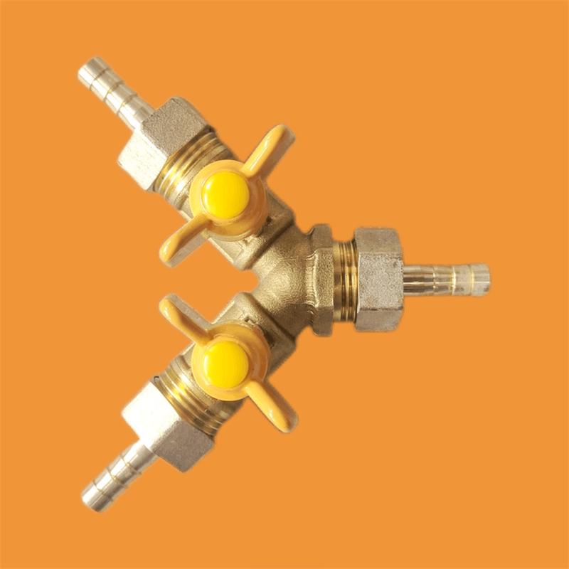 Brass Push-to-Connect Ball Valve Reducing Tee for Water Pipes (Sizes: 6/8/10/12/14/16mm)