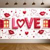 Fabric Background Customizable Reusable Romantic Backdrop Thematic Banner for Valentine's Day