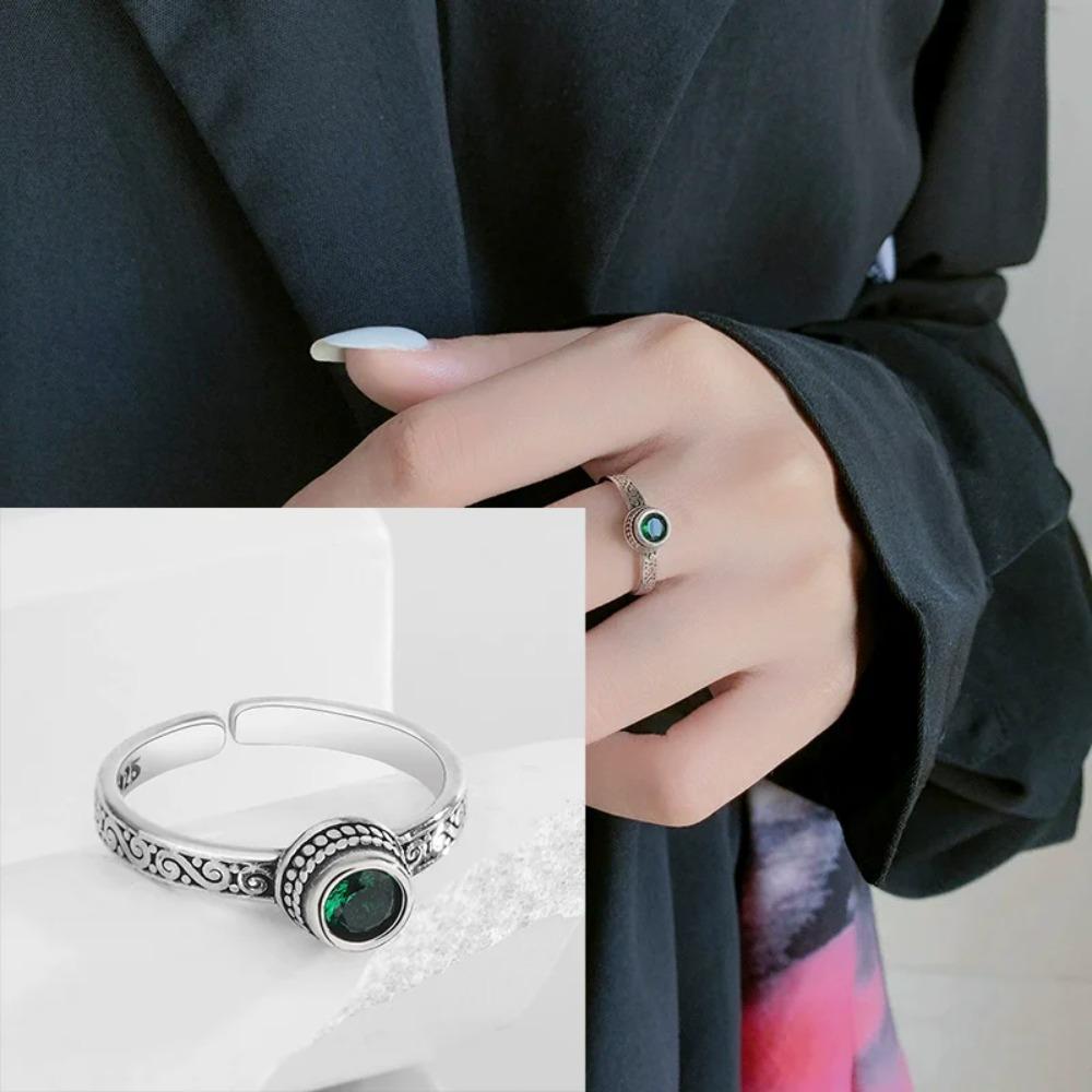

925 Silver Hollow Out Rings Women Three Layered Cross Punk Vintage Jewelry Gift Irregular Design