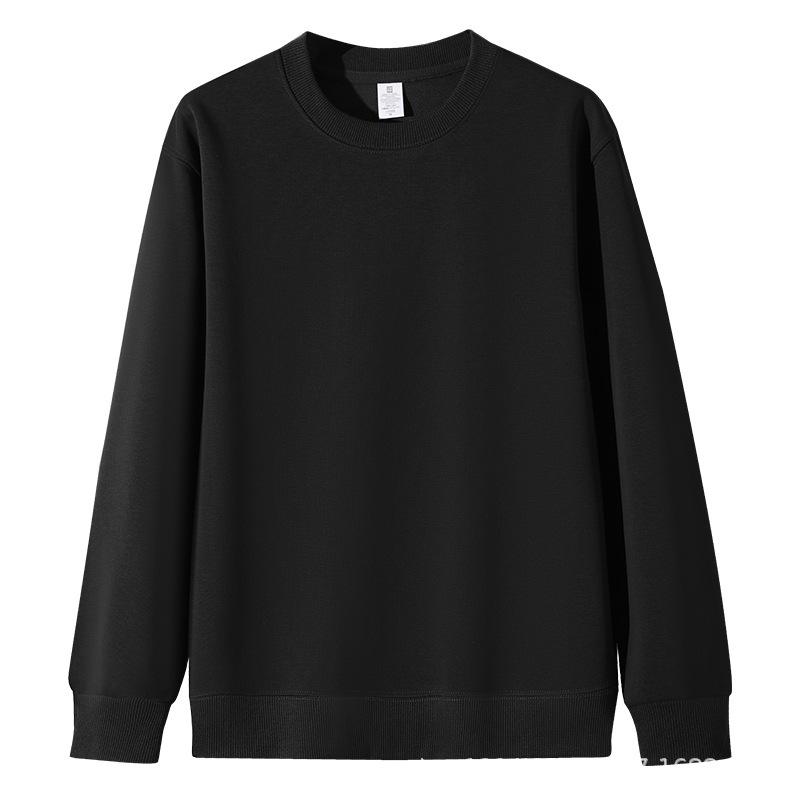 Cotton Plus Velvet Loose Fit Round Neck Sweatshirt - Versatile Solid Color for Autumn/Winter, 420g.