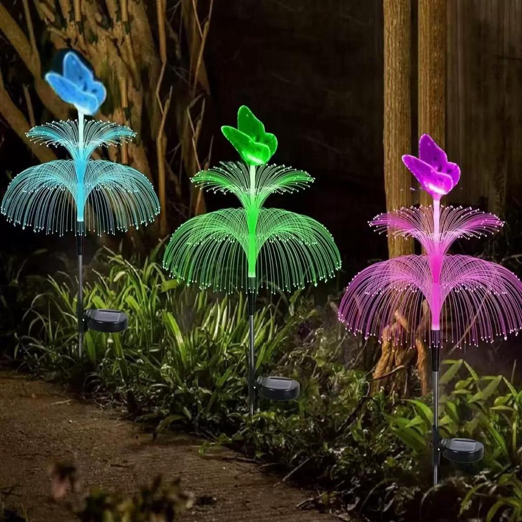 Color-Changing Solar Fiber Optic Jellyfish Lights for Outdoor Courtyard