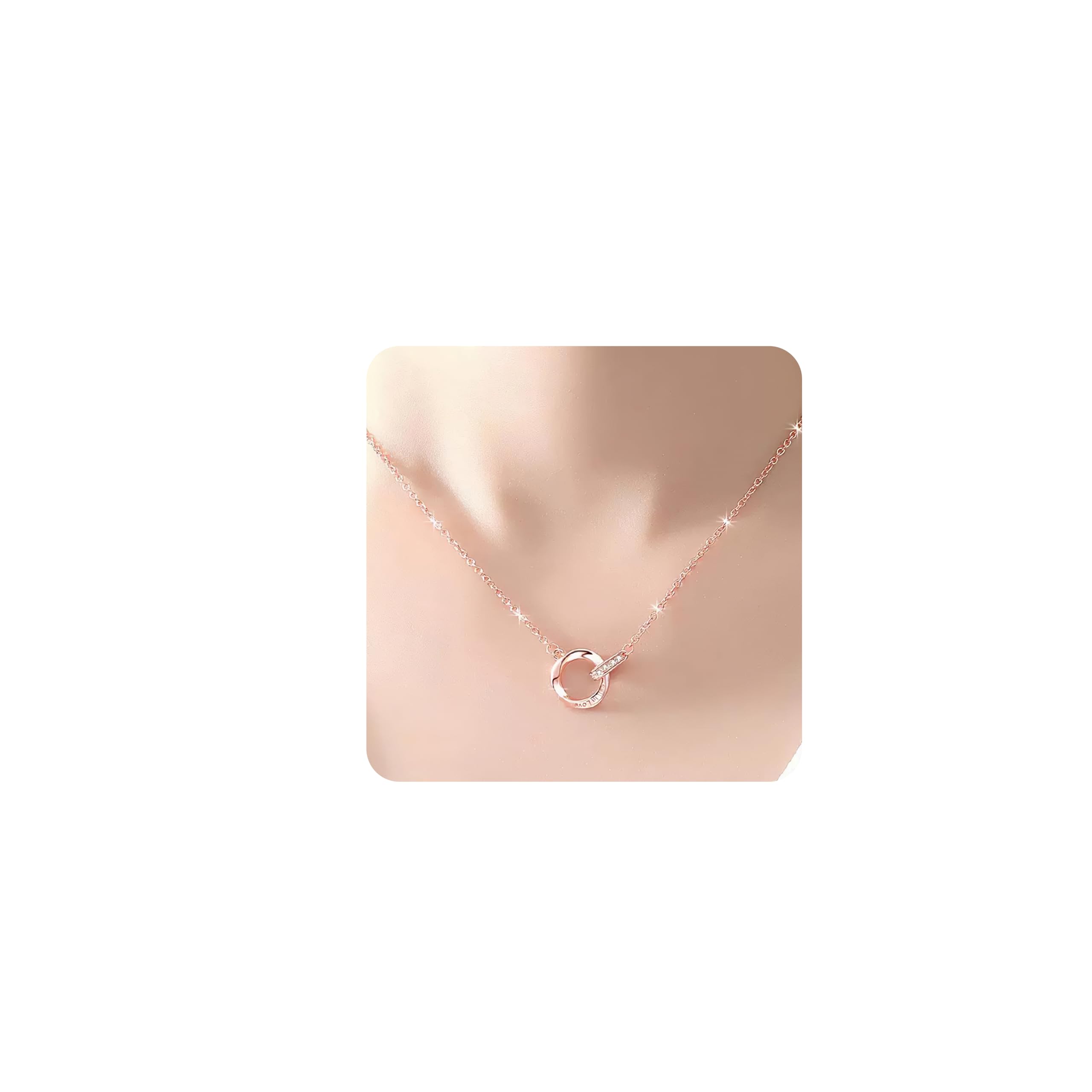 

[Mesaro] Necklace for Women, Zircon Mobius Design, Hypoallergenic, Adjustable Chain Length, Zircon, Couple Fashion, Sparkling, Popular, Stylish, Silve