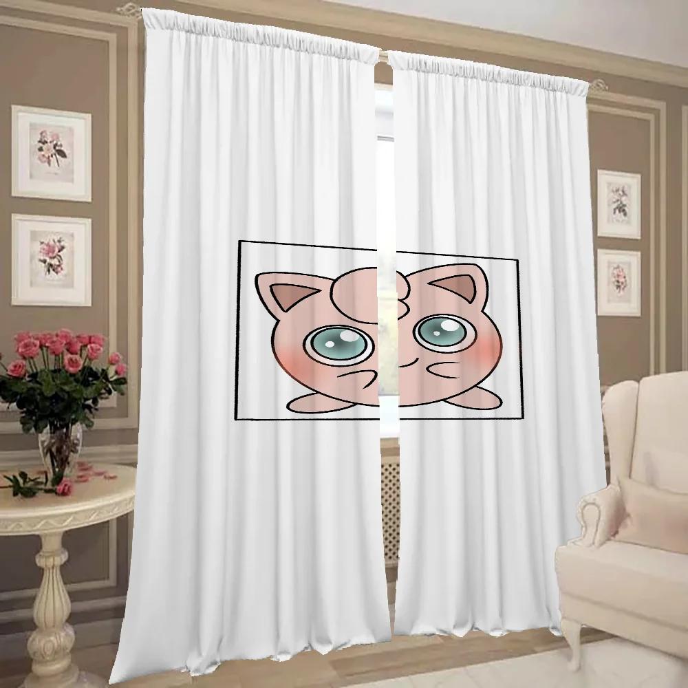 Home Interior Kitchen Curtains for Living Room 2 Pieces Blackout Curtains Door Curtain Pokemon Bedroom Decoration Partition