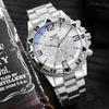 Light Luxury Business Mixed Bar Scale Fake Three Eye Dial Refined Steel Strip Quartz Watch.