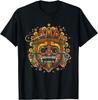 Kolorowy T-shirt z Maską Majów i Azteków Męski Casual Oddychający Graficzny T-shirt Podróż