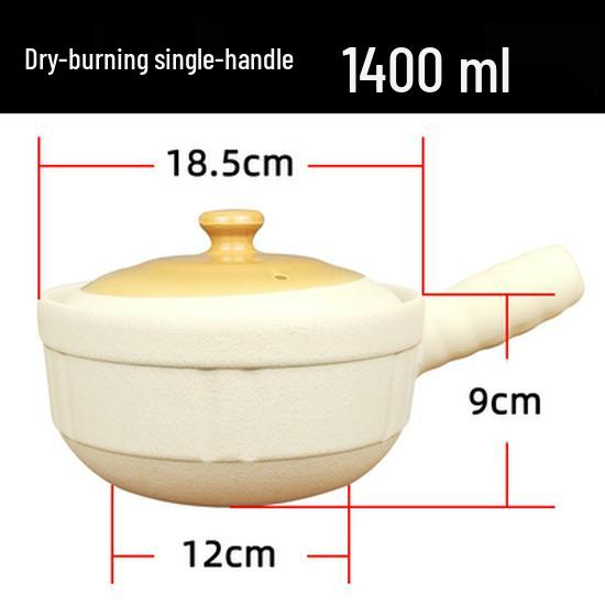 High-Temperature Resistant Unglazed Single-Handle Earthenware Clay Pot for Rice and Noodles