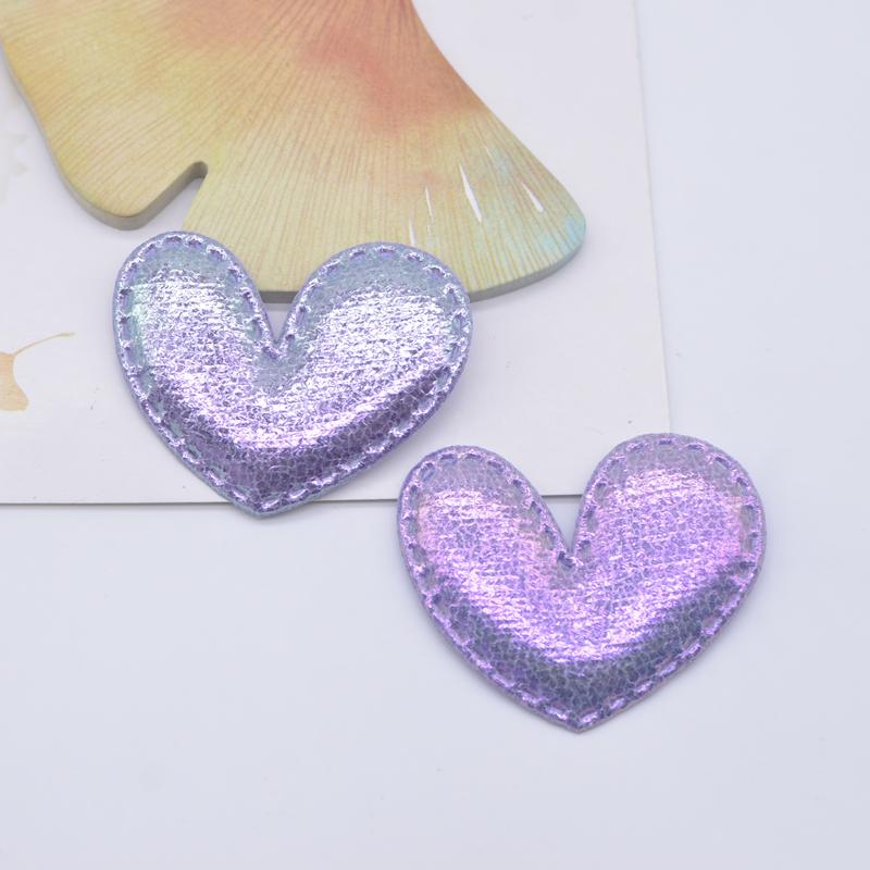 30Pcs 43*35mm Glitter Heart Applique Padded Patches for Clothes Hat Crafts Sewing Supplies DIY Headwear Hair Clips Bow Decor