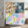 Colorful Shower Curtain Decorative Water Resistant Fabric Home Bathroom Window Decor 4 Panels Set Flower Print Modern Design Wat