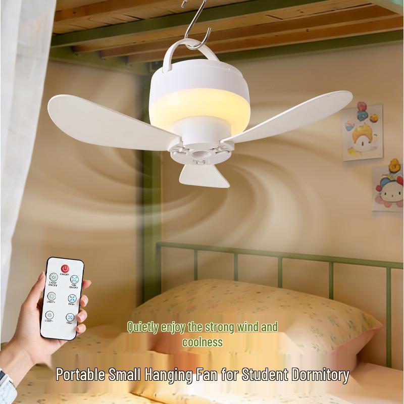 Smart USB Rechargeable Fan with Night Light for Dorms and Camping