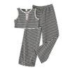 Mädchen Freizeitset 2025 Sommer Kindermode Gestreiftes Ärmelloses Westenoberteil und Hose Zweiteilig