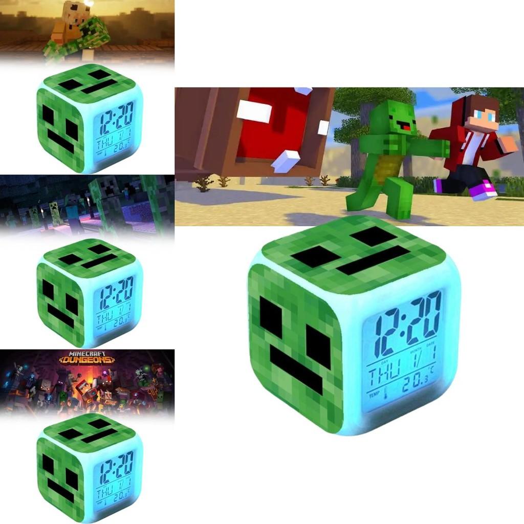 Minecraft Cartoon Led Alarm Clock With Night Light And Digital Display For Students