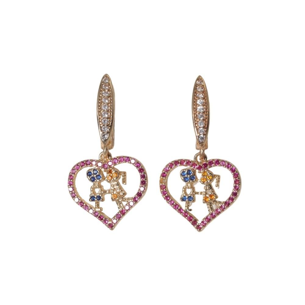 1 Paar Mode Herzform Hängeohrringe für Damen Zirkonia Ohrring Schmuck Hochzeitsparty Zubehör