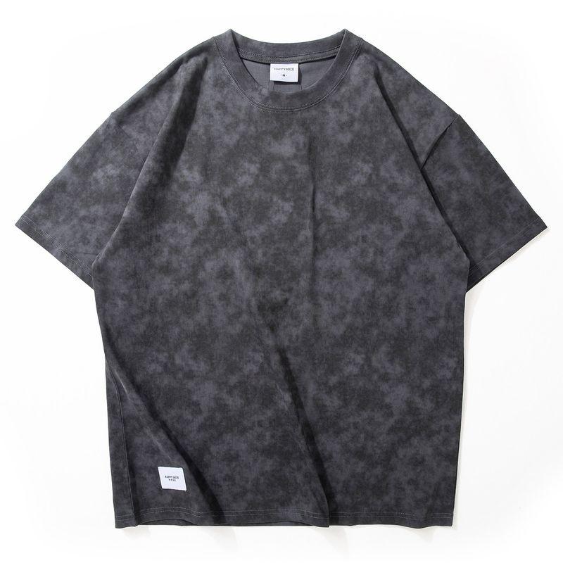 Short sleeve T-shirt Men's Summer New Drop Shoulder Loose round Neck Top Washed Retro Trendy Snowflake Tie-dye Half Sleeve Trendy