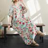 DIMANAF Women 2025 Summer Plus Size Casual Dress Basic Loose Vintage Long Dress Maxi Floral Linen New