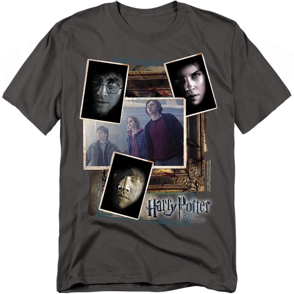 Harry Potter - Trio Collage - Adult Unisex Short Sleeve T-Shirt - Gray 2XL