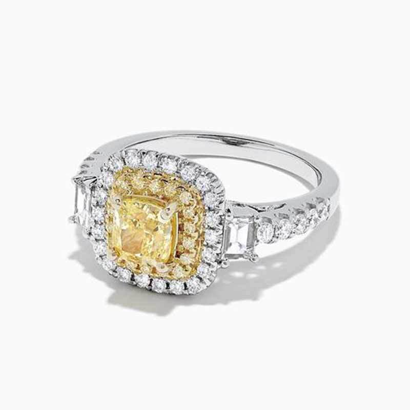 New Vintage Wedding Ring with Yellow Cubic Zircon Elegant Engagement Claddagh Ring with Micro Paved Thick Ring