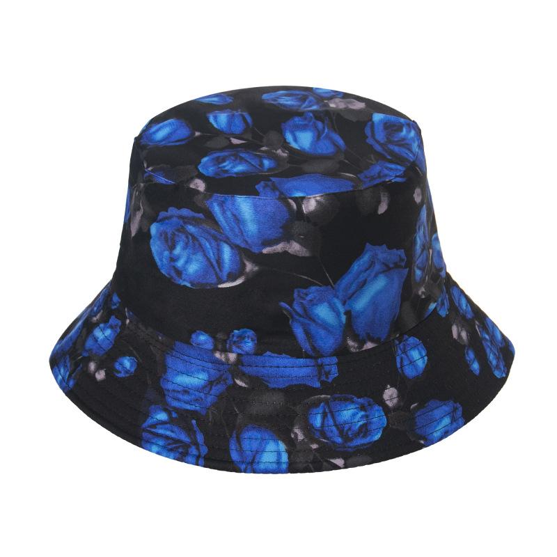 Style Tropical Black And White Leaf Flower Print Shade Doublesided Fisherman Hat