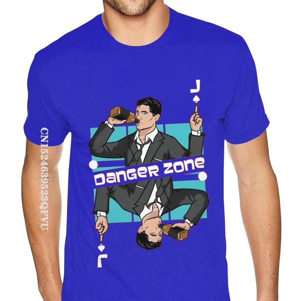 Hot Sale Archer The Danger Zone Shirt Custom Cotton Oversized Anime Tshirt Men For Men's Graphic Black Tees Shirt England Style