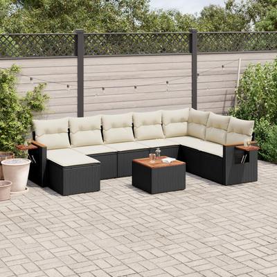 Vidaxl 9-Cz. Garden Lounge Set, With Cushions, Black