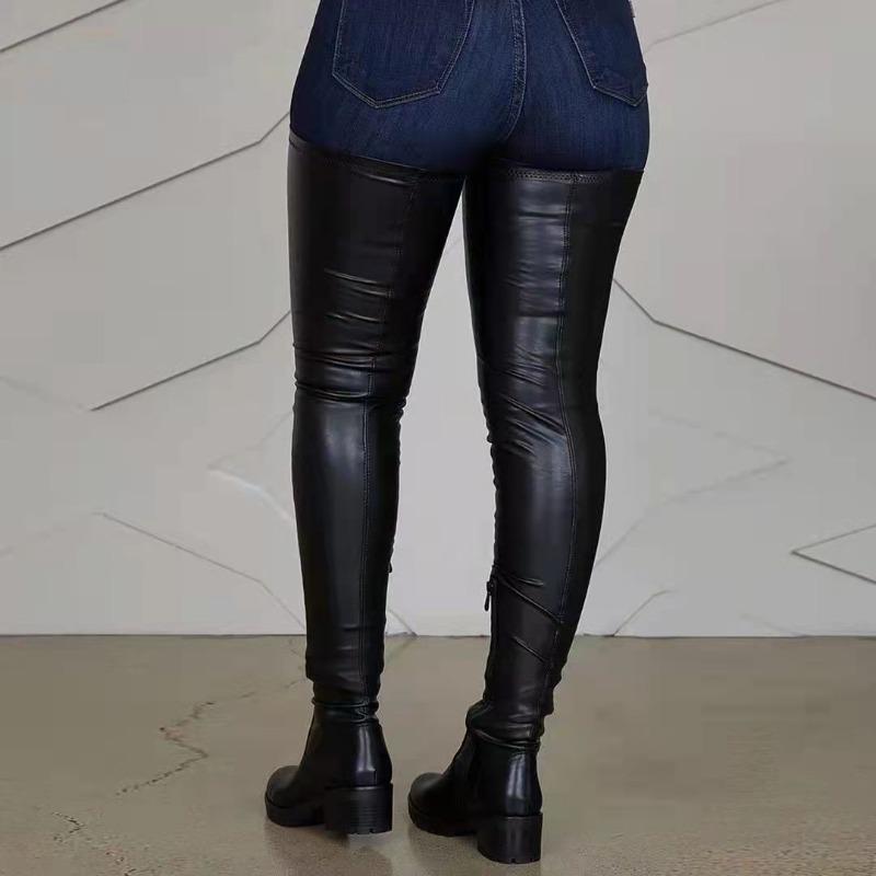 Over-the-knee Boots Women's Shoes Round-toe Fashion Boots Plus-size Thick-heeled Long Boots Knight Boots High Heels