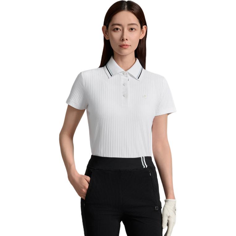 FILA Golf Series Knitted Sports Sun Protection Short Sleeve Polo Shirt Women tops A11W535120F-WT