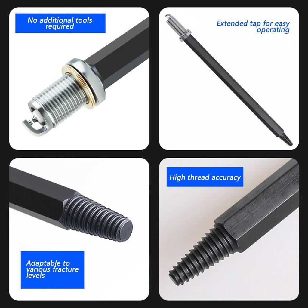 Broken Spark Plug Removal Tool Damaged Spark Plug Repair Tool Professional Reverse Thread Tap Double-Ended Remover For