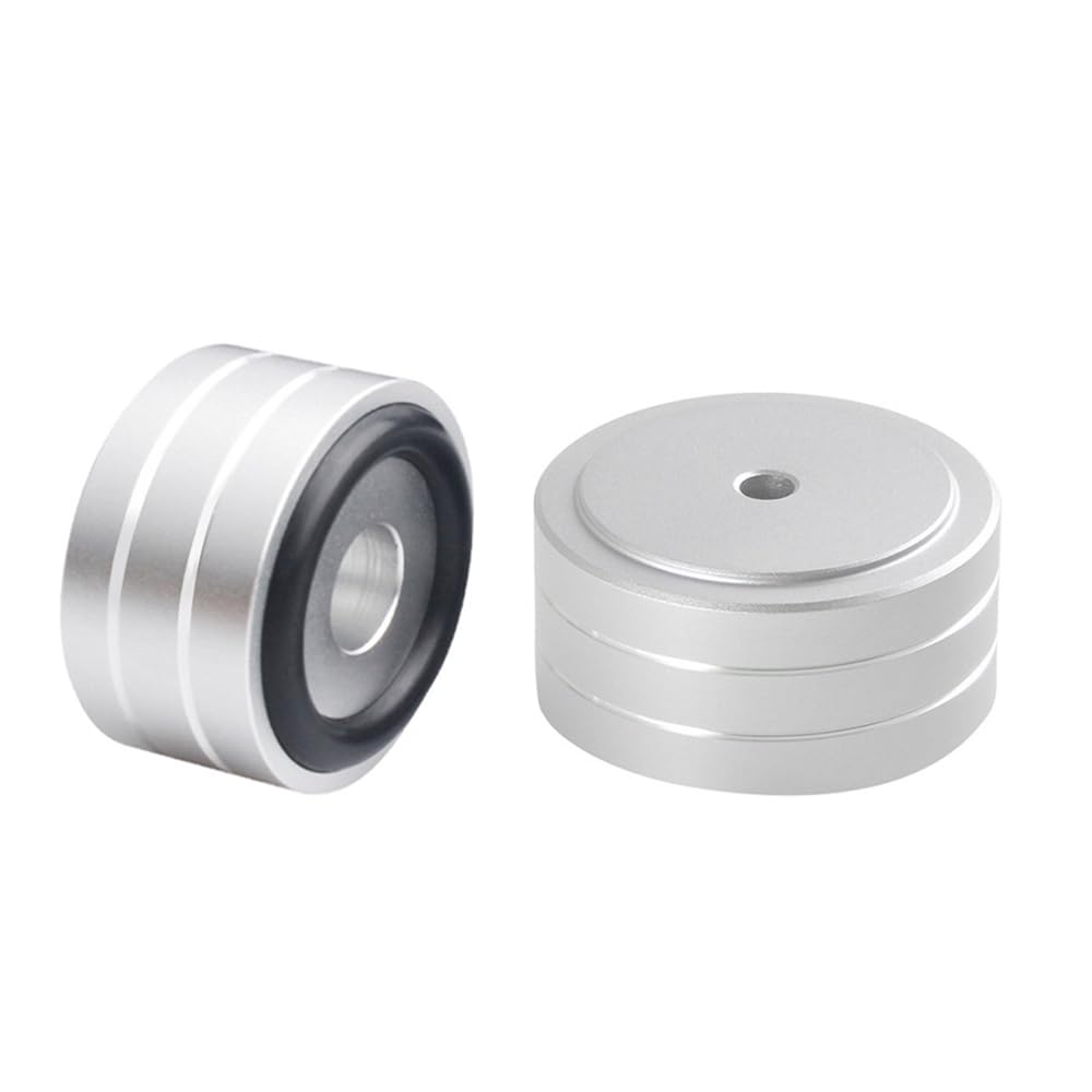 Audio Insulators with Rings for Home AV and Sound Systems X 4-Piece Anti-Slip Speakers, Theater, Receivers, Amplifiers, (40mm 22mm, Silver)