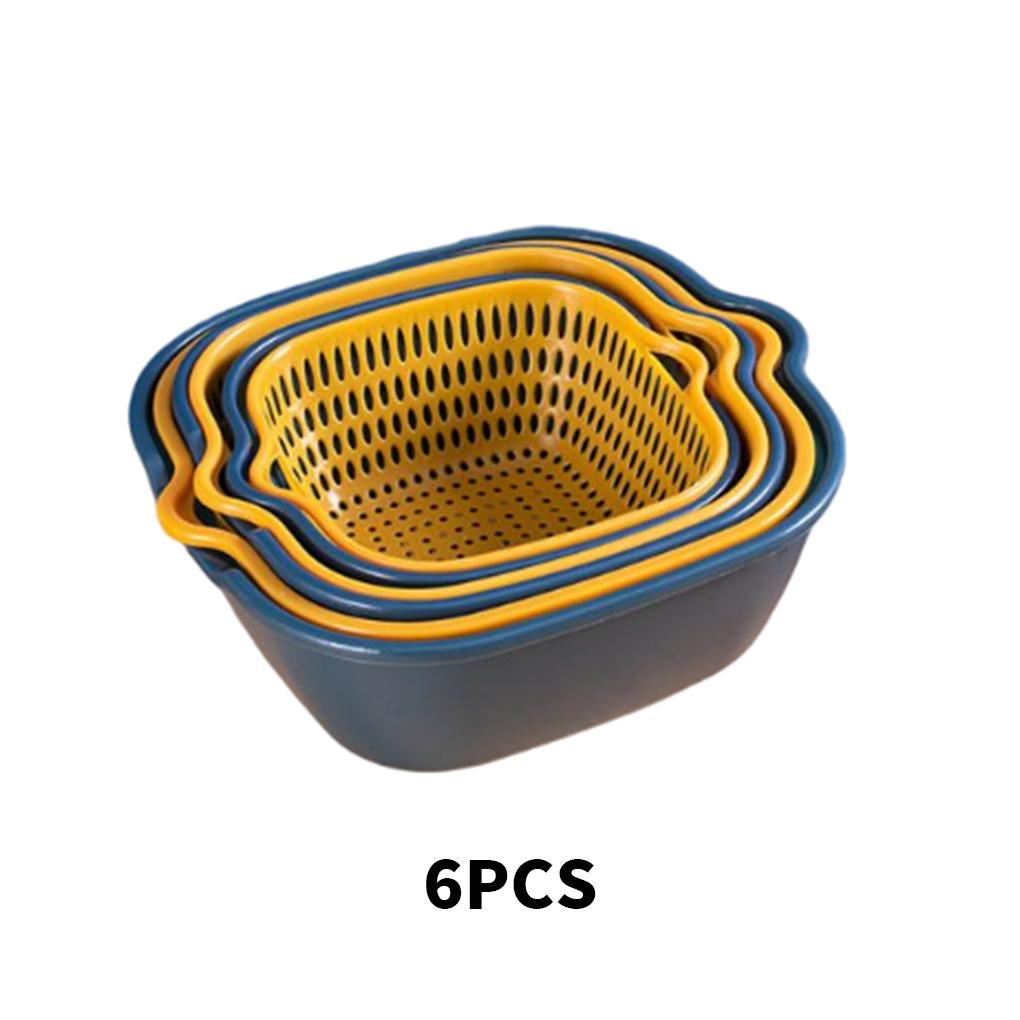 6X Drain Basket Washing Basin Storage Rack On Wheels Large Capacity Convenience Household Accessories Home Supplies