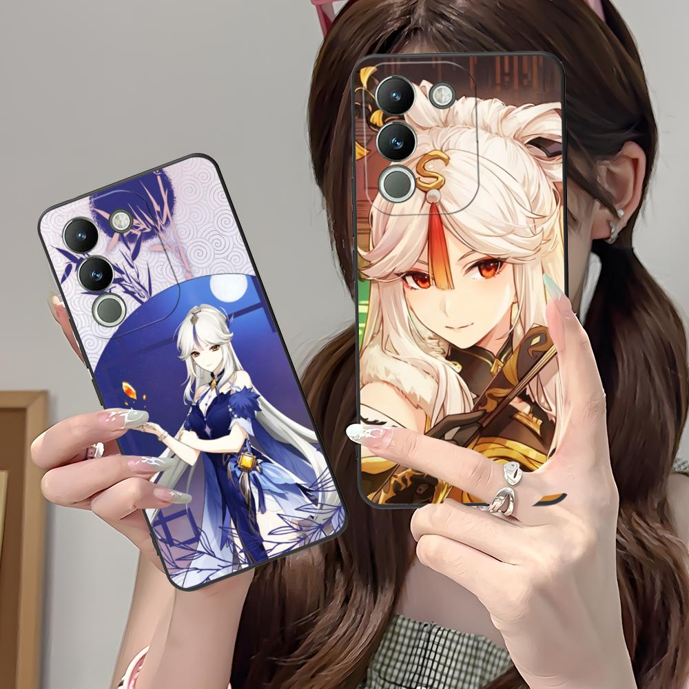 Game GI Ningguang Matte TPU Mobile Phone Case for VIVO Y77 76 75 74 73 72 58 56 55 51 50 38 36 Y19 Y18 Y03 Y01 5G Colorful Cover