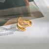 Yori 18K Gold Plated Stainless Steel Curved Minimalist Ring Sleek Everyday Formal Wear with Durable Luxe Shine