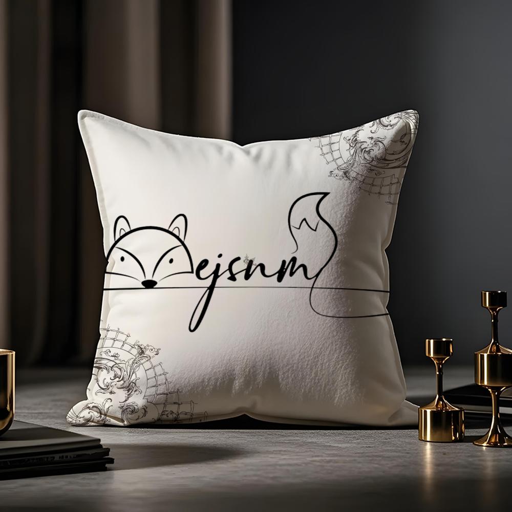 Artistic Animal Signatures Cushion Cover Anti-dustmite Pillowcase Invisible Zipper Silky Short Plush Sofa Cushion Cover