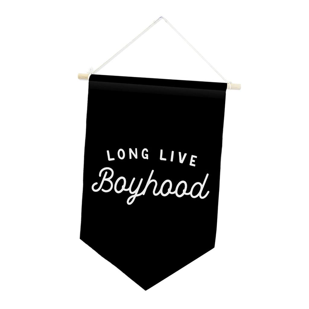 Boyhood Banner Decorative Wall Hanging Pennant Flag Triangle Display Ornament Polyester Wooden