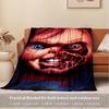 For Chucky,Horror Doll,Evil-Themed Flannel Blanket, Glam Style, Digital Print, All-Season Comfort, Tear-Resistant, Knitted Craftsmanship, Po