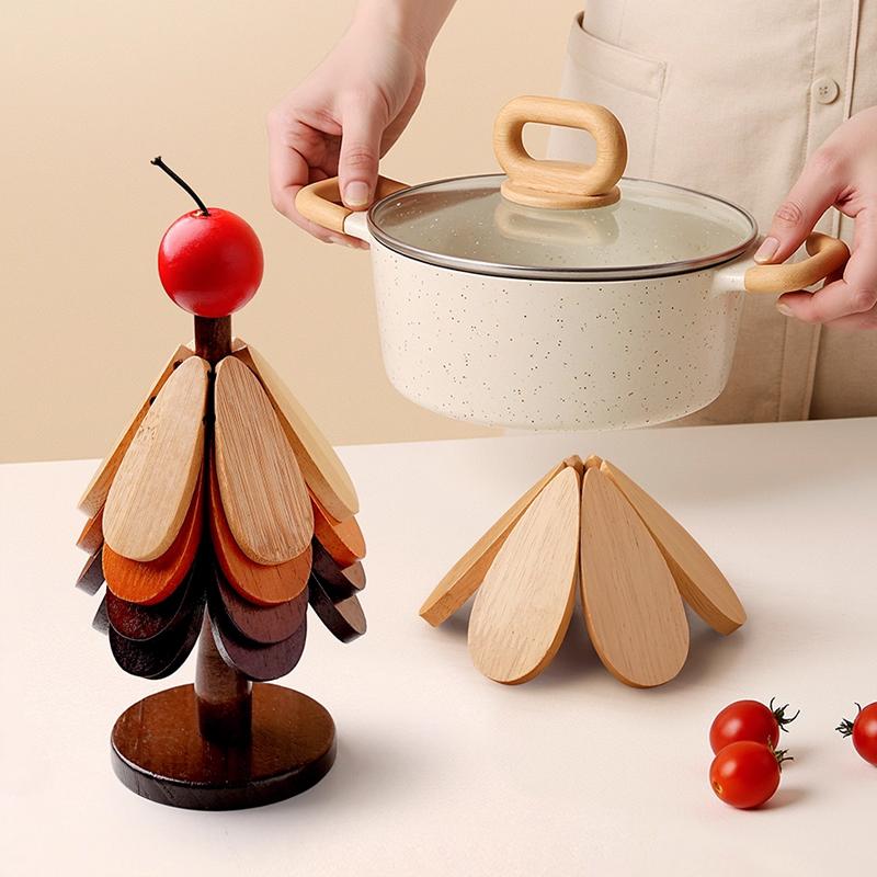 Kreativer Weihnachtsbaum Massivholz Isolationsmatte Tischdekorationen Verbrühschutz und Hochtemperatur Topfuntersetzer Tischschmuck