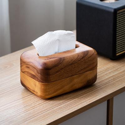 Scatola di fazzoletti in noce, tavolino da caffè in legno di lusso per soggiorno, scatola di pompaggio da tavolo, scatola di stoccaggio creativa in legno massello