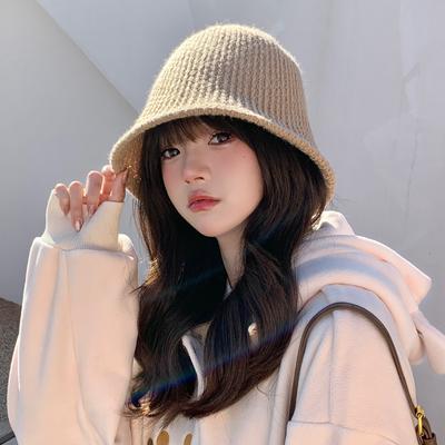 Thermal Hat Children'S Japanese Simple Knitted Bucket Hat Solid Color Versatile Washbasin Hat New