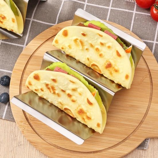 Edelstahl Taco Tortilla Halter Ständer 2/3/4 Schlitze Burrito Rack für Küche Robuster Pfannkuchen Ausstellungsständer Platzsparendes Taco Serviergestell
