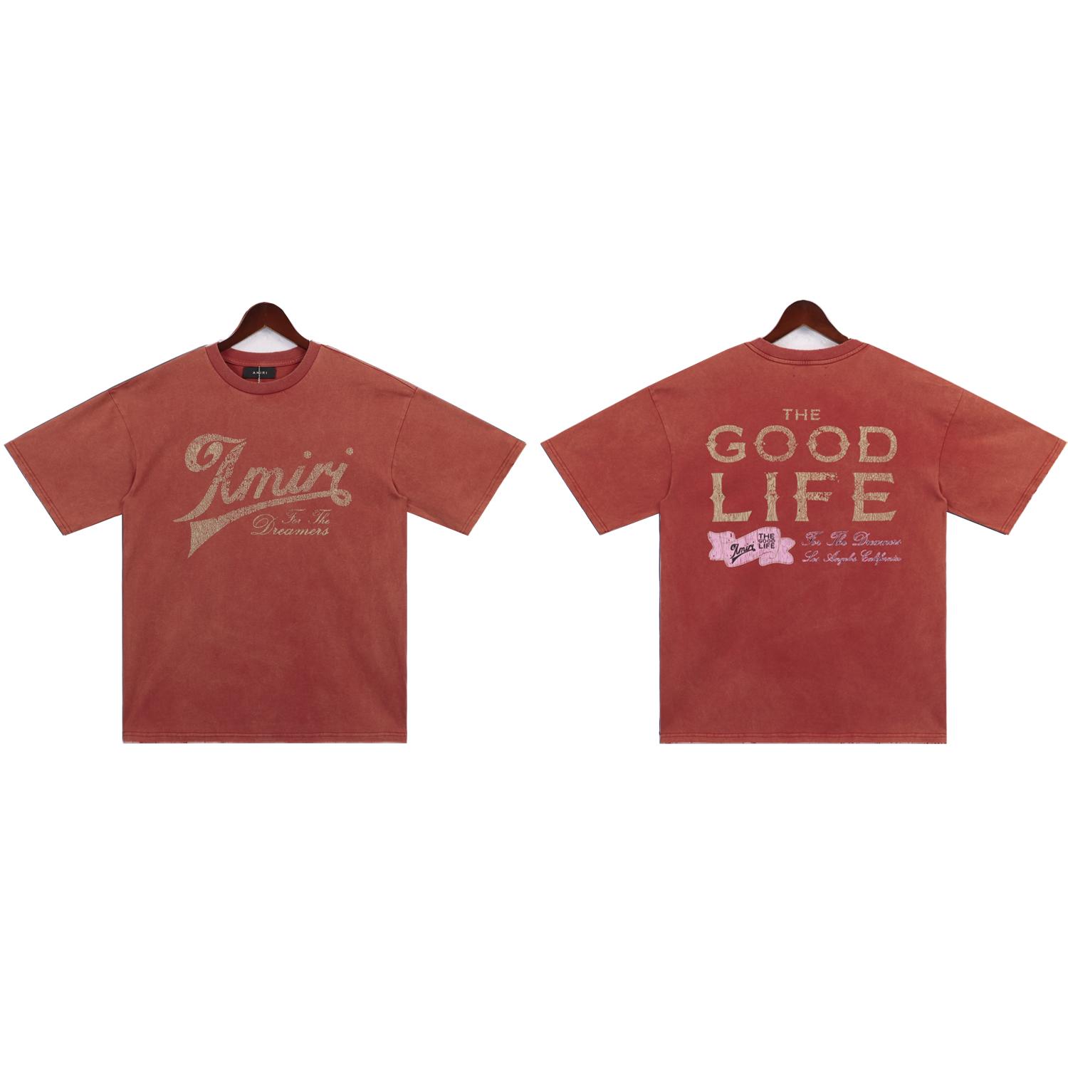 

2251 Amiri 2025 Summer New Men s and Women s Loose Laundry Vintage Large T-shirt Couple T-shirt XL