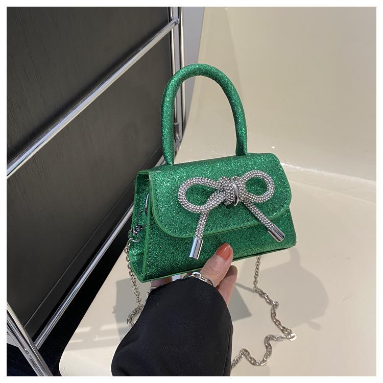 

Французская тенденция индивидуальности мини-сумка с текстурой для женщин 2024 года, новая маленькая квадратная сумка с бантом, сумка-мессенджер через плечо в иностранном стиле зелёный