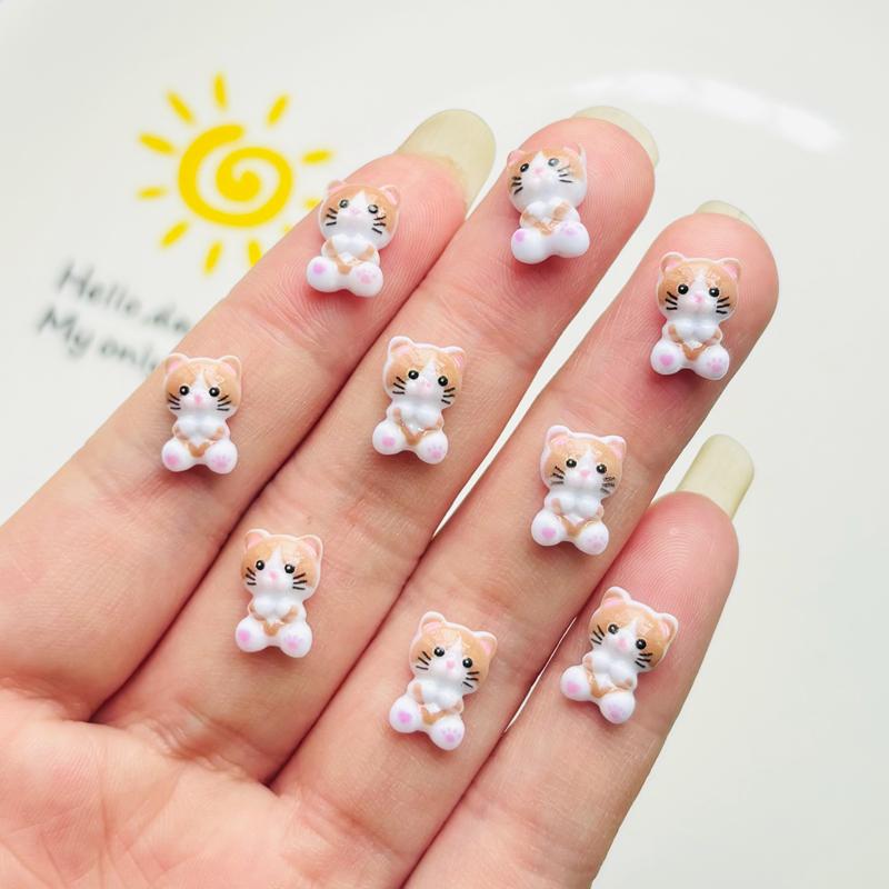 55 Pcs New Cute Mini Resin Mixed Color Kitten Flatback Ornament Jewelry Making Manicure Hairwear Accessories A45