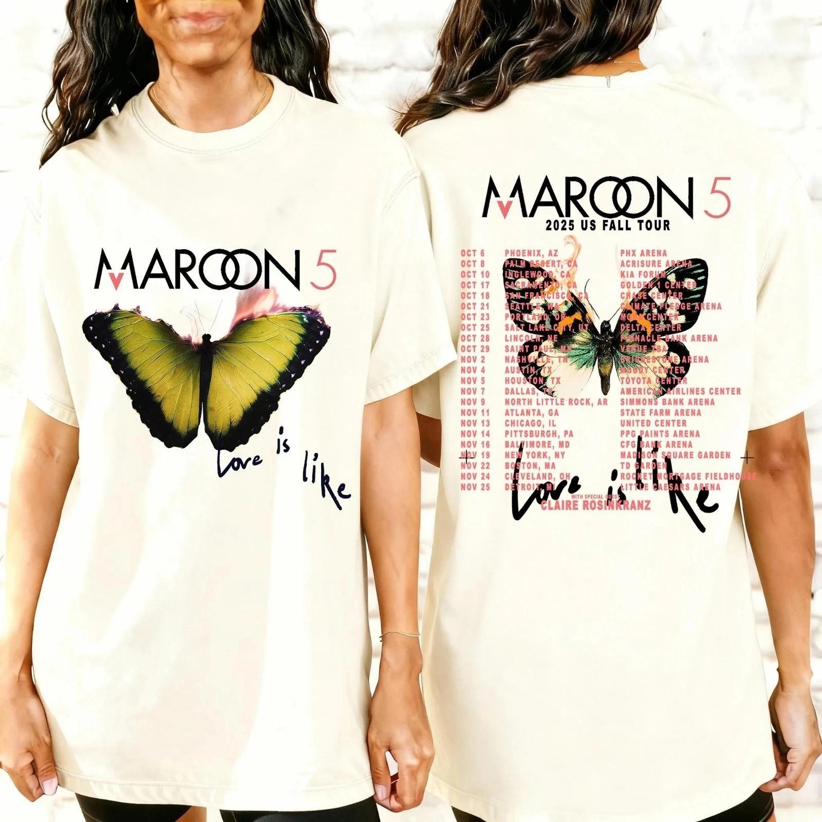 Maroon 5 2026 US Fall Tour Butterfly Graphic Tee Concert Merch Shirt PP2532 XL