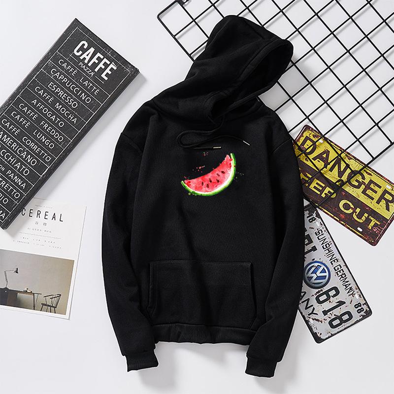 

Осень Зима Толстовка с капюшоном и графическим принтом арбуза Женская студенческая Пуловер Каваий Белые Оверсайз Худи 3XL