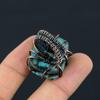 Natural Tibetan Turquoise Gemstone Handmade Copper Wire Wrap Ring Size 6 O5E41