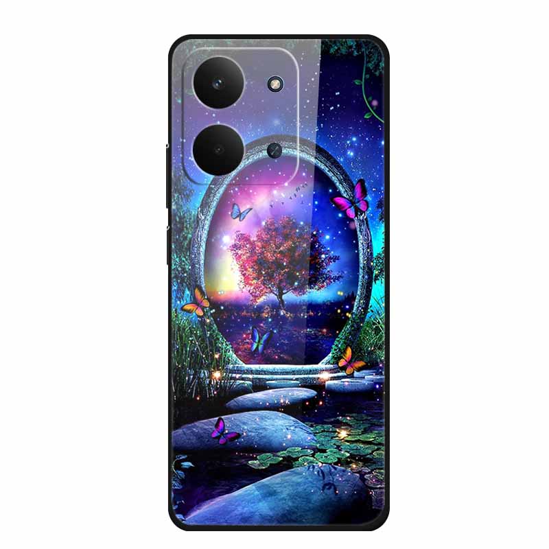 Xiaomi Redmi 15C 4G Kılıfı İçin Cam Arka Kapak 15 C Kılıf Sert Temperli Cam Kılıf Redmi 15C Telefon Kılıfı İçin Redmi15C Yumuşak Tampon