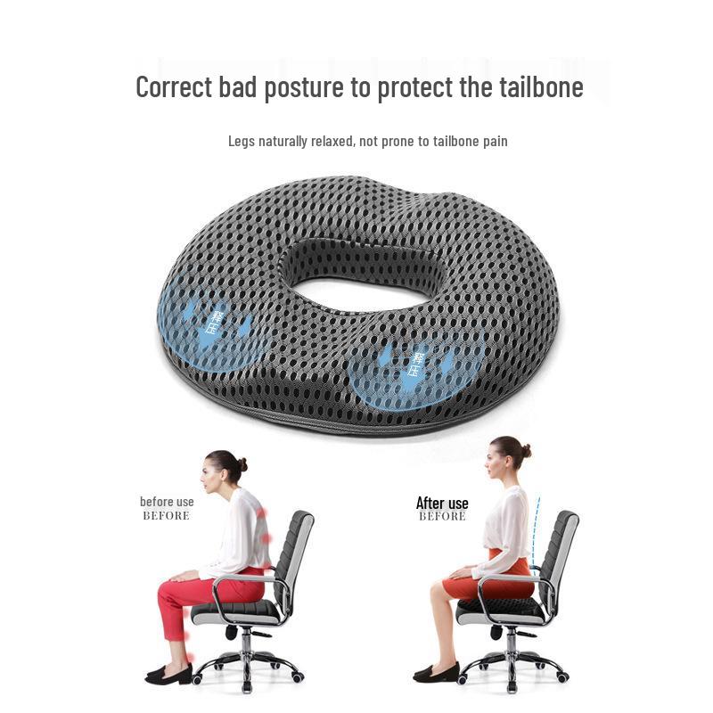 Thick Memory Foam Hemorrhoid Cushion | Breathable Coccyx Relief Pad | Office Chair Massage Support
